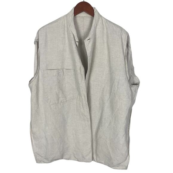 VTG J.Crew Linen Button Front Blazer Unstructured Beige Men's Sz Large Classic - Picture 5 of 11